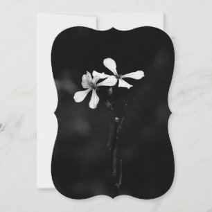 minimal svartvit blommigt anteckningskort