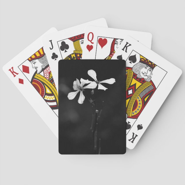 minimal svartvit blommigt casinokort (Baksidan)