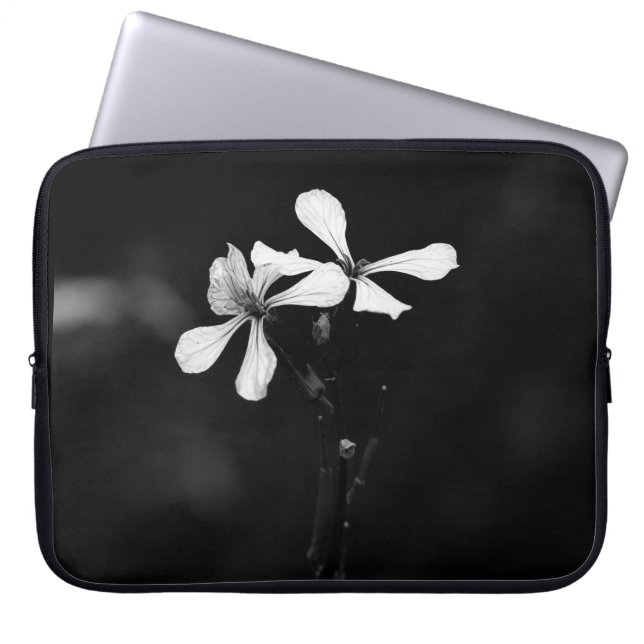 minimal svartvit blommigt laptop fodral (Framsidan)