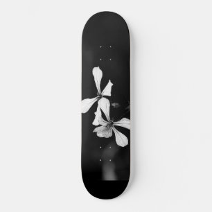 minimal svartvit blommigt mini skateboard bräda 18,5 cm