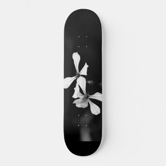minimal svartvit blommigt mini skateboard bräda 18,5 cm (Framsida)