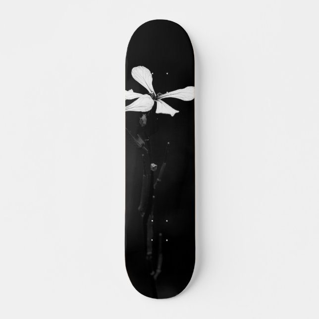 minimal svartvit blommigt mini skateboard bräda 18,5 cm (Framsida)