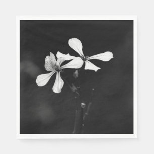 minimal svartvit blommigt pappersservett