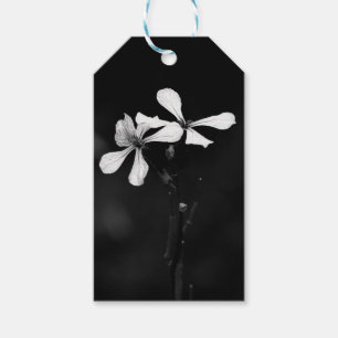 minimal svartvit blommigt presentetikett
