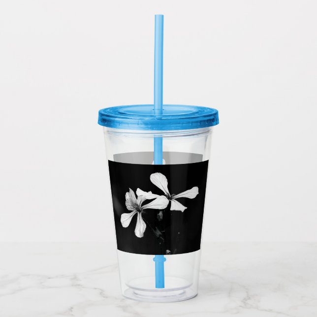minimal svartvit blommigt take away mugg (Framsida)
