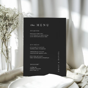 Minimal svartvit Bröllop-MENU Meny