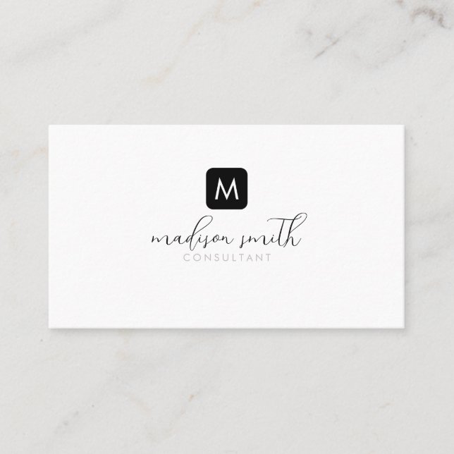 Minimal svartvit Elegant med svartvit feminin Visitkort (Framsida)