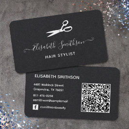 Minimal svartvit Elegant-sax Hair Stylist Visitkort