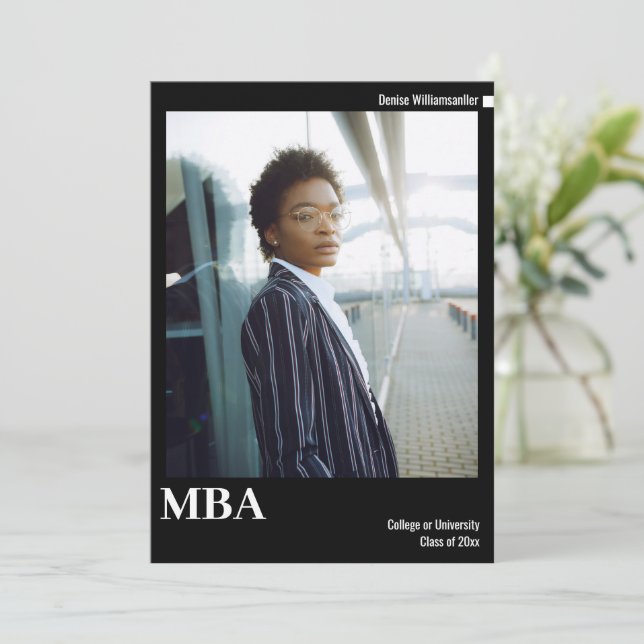 Minimal svartvit foto MBA Studenten Meddelande (Stående Fram)