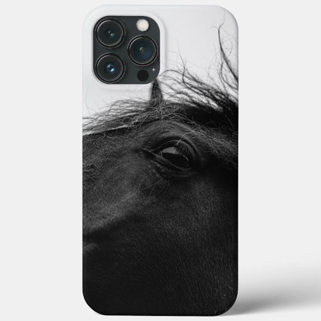 Minimal Svartvit häst Porträtt Equestrian (Baksida)