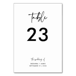 Minimal svartvit kalligrafi, skript Bröllop Bordsnummer