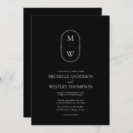 Minimal svartvit monogram allt i en Bröllop Inbjudningar