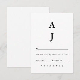 Minimal svartvit monogram Bröllop OSA Kort