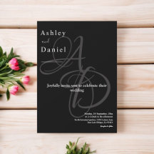 Minimal svartvit monogram Elegant bröllop