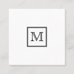Minimal svartvit monogram fyrkantigt visitkort