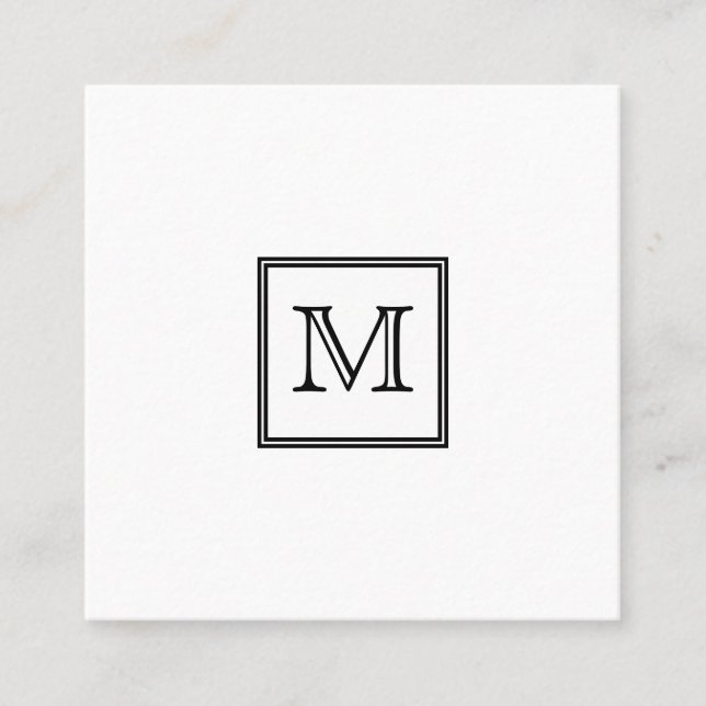 Minimal svartvit monogram fyrkantigt visitkort (Framsida)