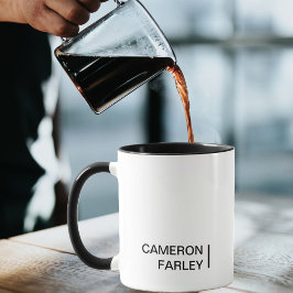 Minimal svartvit monogram mugg