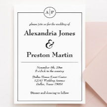 Minimal svartvit monogrambröllop