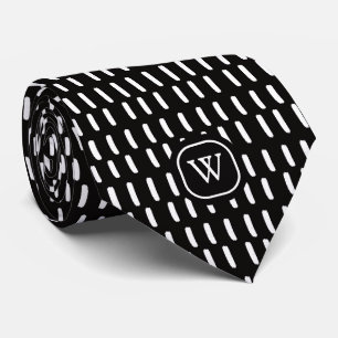Minimal svartvit penseldrag Monogram - början Slips