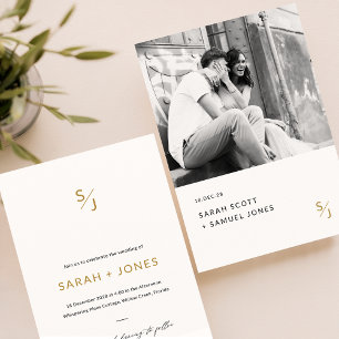 Minimal svartvit romantiskt foto Bröllop Inbjudningar