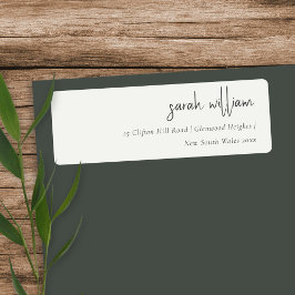 Minimal svartvit skripttypografi Adress Returadress Etikett