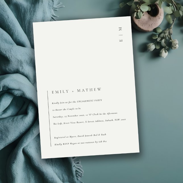 Minimal svartvit typografi, Förlovning Inbjudan (Skapare uppladdad)