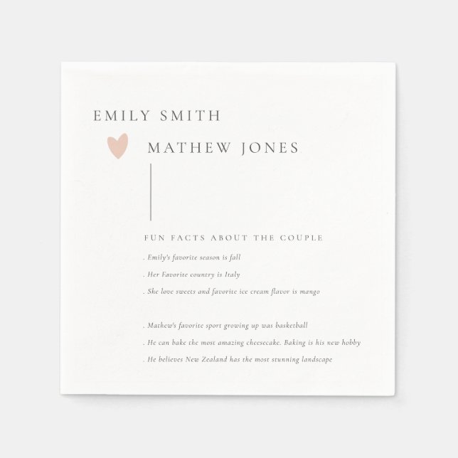 Minimal svartvit typografi Rosa Hjärtfag Roligt Fa Pappersservett (Framsidan)