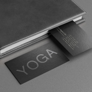 Minimal svartvit YOGA-instruktor för Silver Visitkort