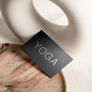 Minimal svartvit YOGA-instruktor för Silver Visitkort