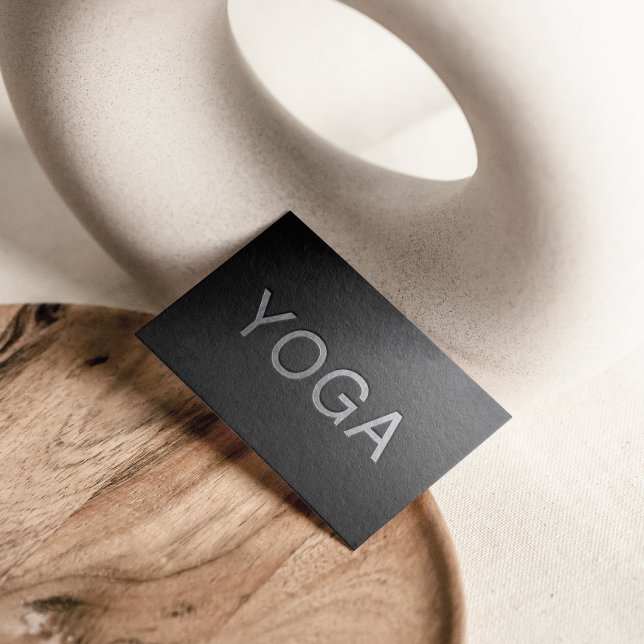 Minimal svartvit YOGA-instruktor för Silver Visitkort (Skapare uppladdad)