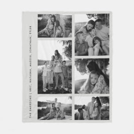 Minimal svartvitt 6-fotokollage-Namn Fleecefilt