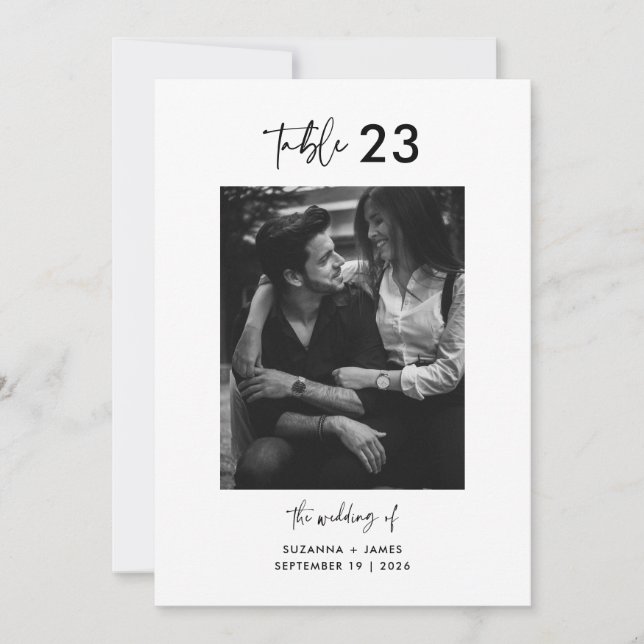 Minimal svartvitt-Bordsnummer Inbjudningar (Framsida)