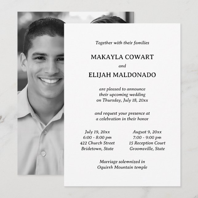 Minimal svartvitt, Bröllop 2-mottagning Inbjudningar (Fram/baksida)