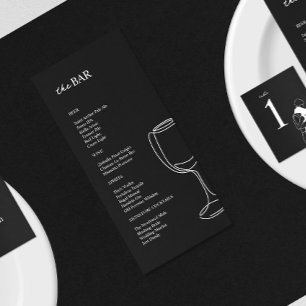 Minimal Svartvitt Bröllop Pub Meny