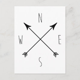 Minimal svartvitt-kompass vykort