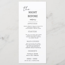 Minimal svartvitt natten före Bröllop Meny