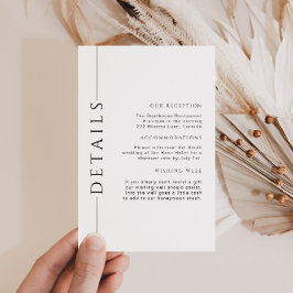 Minimal svartvitt och vit Bröllop infogning Tilläggskort