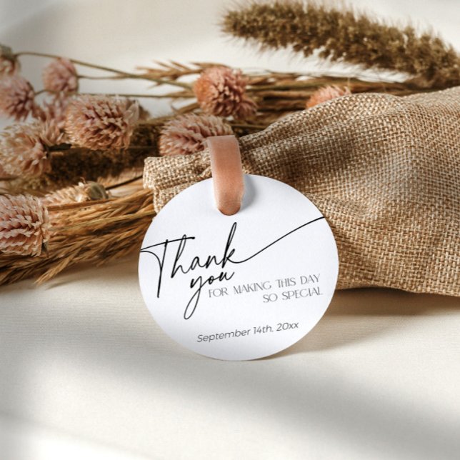 Minimal svartvitt och vit Elegant-Tack Gåvor Etiketter (Minimalist black and white thank you tag)