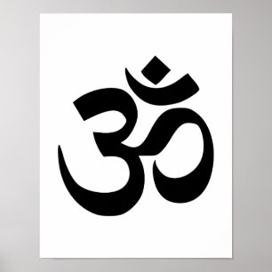 Minimal svartvitt om-symbol poster