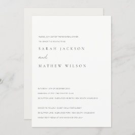 Minimal svartvitt, repetitionsmiddag för vit tipog inbjudningar