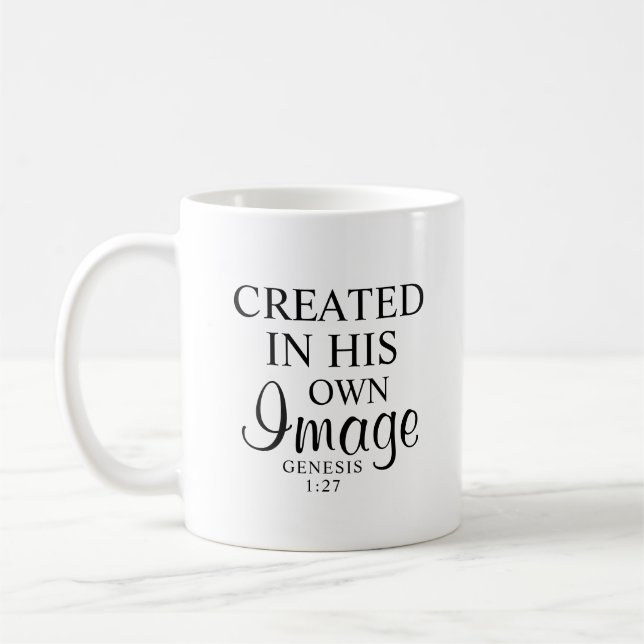 Minimal svartvitt Skapat i hans bildtro Kaffemugg (Vänster)