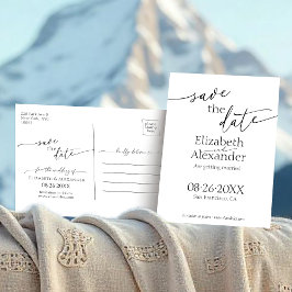 Minimal svartvitt skript Finare Spara datum Vykort