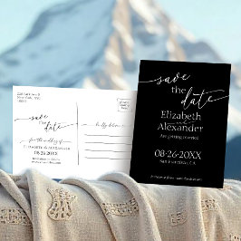 Minimal svartvitt skript Finare Spara datum Vykort