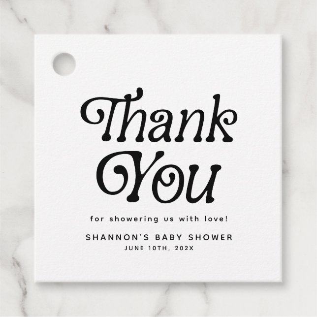 Minimal Tack för svart och vit återloppshölje för  Gåvor Etiketter (Framsida)