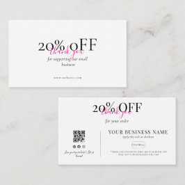 Minimal Tacksam QR-rabattkort Blush Rosa Visitkort