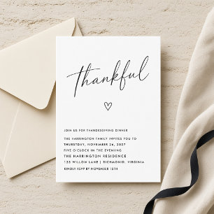 Minimal Tacksam Thanksgiving Middag Inbjudningar