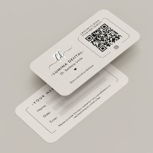 Minimal Tandläkaren Tandklinik Monogram Sand QR Tidsbeställning Kort