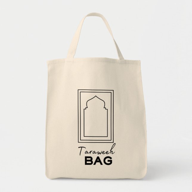 Minimal Taraweeh Bag Masjid Muslim Ramadan Tote Tygkasse (Framsidan)