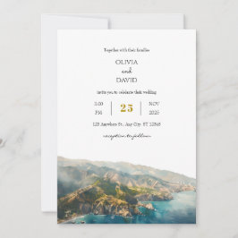 Minimal täthetsgökasbröllop vid havskusten inbjudningar