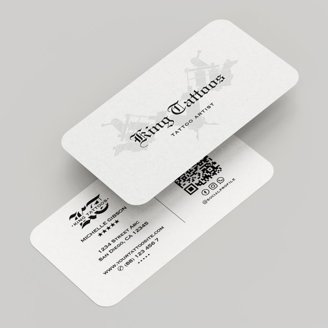 Minimal tattooist på konstnärlig modern Goth White Visitkort (Minimal Tattooist Tattoo Artist Modern Goth White Business Card
)